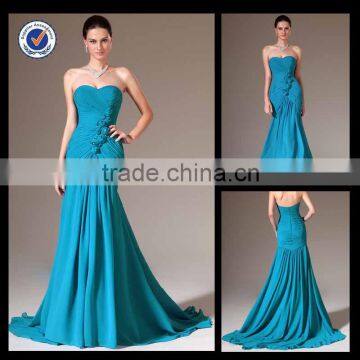 E0114Wholesale Cheap long evening dress online shopping turquoise blue cut mermaid evening dresses