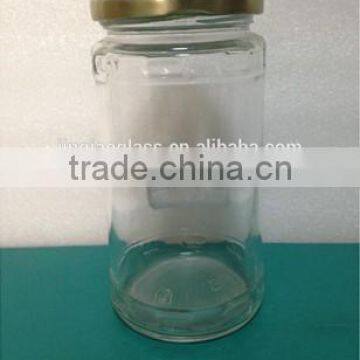 375ml clear round glass jam jar with Tin cap