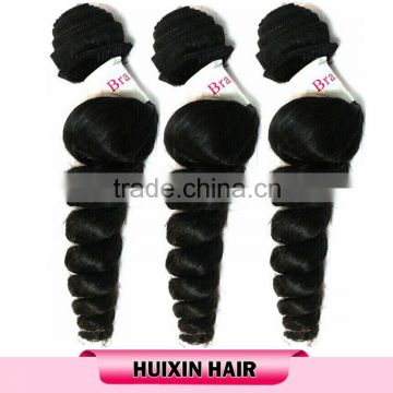 hot selling natural black color 7A grade virgin brazilian loose wave hair weaves