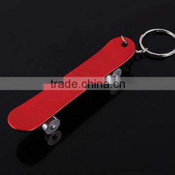 2014 Hot sale on stock cute charm metal ring keyfob new fashion gift mini red skateboard keychain