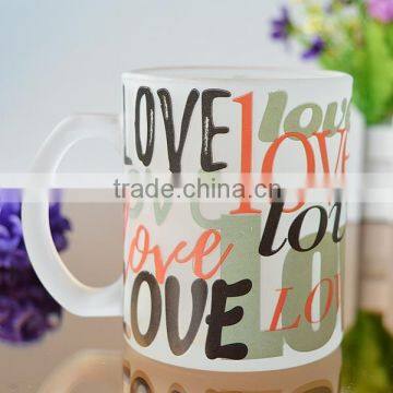 Bright Christmas printing design frosted Christmas glass mug gift set from Bengbu Cattelan Glassware Factory