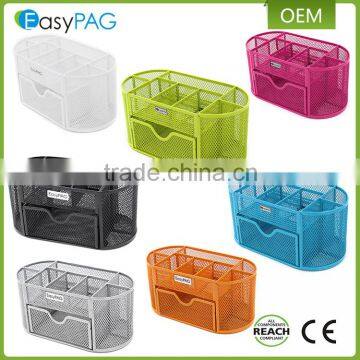 Desk accessories 9 gird colorful metal wire mesh desktop school supplies organizer