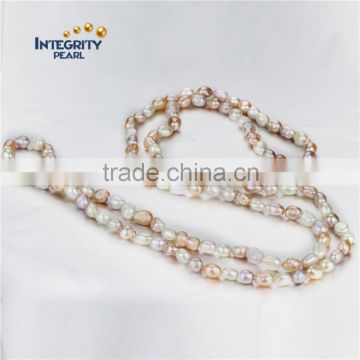 Baroque pearl necklaces AA 7-8mm 47 inches china pearl necklace