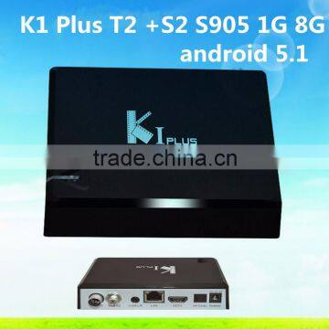 Accept paypal K1 Plus Android 5.1 1GB Ram 8GB Rom Lollipop Amlogic S905 Quad Core OTT Smart TV Box DVB S2 Wifi Bluetooth