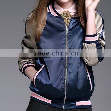 Customized Colorway satin Bomber Jacket ,Bomber Jacket with Logo