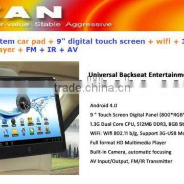 android car stereo/9" digital touchscreen car pad with adroid 4.0 system with wifi 3g FM IR /VCAN0499