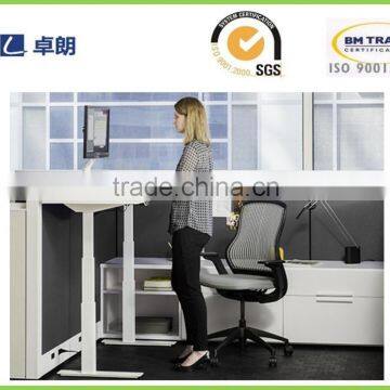 Office desk with adjustable height by electric