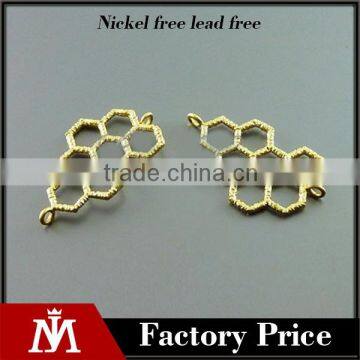 cute 7mm tiny hexagon shape matte gold honeycomb jewelry findings& components