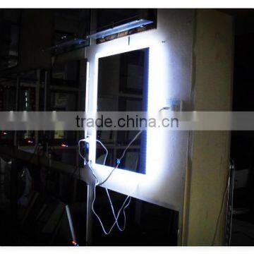 Illuminated feature backlit led light mirror touch sensor switch wall mounted bathroom mirror with defogger