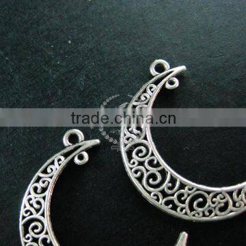 36x32mm Vintage Style Antiqued Silver Plated Moon Connector DIY Pendant Charm Supplies Findings 1820270