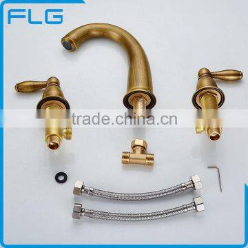 Professional Design 3 PCS Bathroom Faucet Antique Brass
