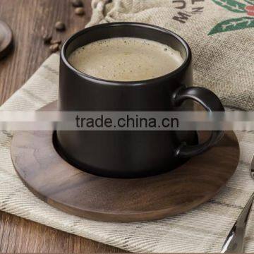 Ceramic Porcelain Espresso Coffee Cup & Wood Saucer Sets photo-6