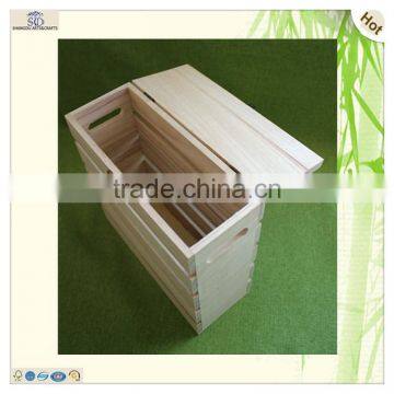 Manufacturer Plate Front Small Lid Standing Wooden Box