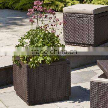 2017 Trade Assurance Most Popular Alum Frame Rattan Cube Planter Outdoor Rattan Plant Holder photo-2