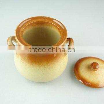 Glaze Round Ceramic Tureen, Casserole With Clear Ceramic Lid,double Ear Tureens photo-2