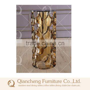 Golden Color Metal Flower Stand Pergola With Marble Top photo-2