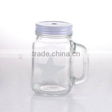 15oz Pentacle Decal Glass Mason Jar With Handle photo-3