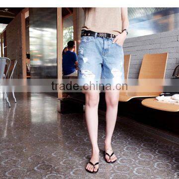 Women Fifth Denim Pants Summer Short Ripped Jeans photo-4