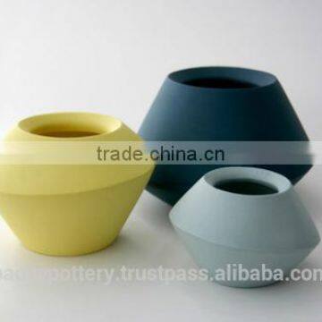 Indoor Glazed Ceramic Planter, Set of 3.