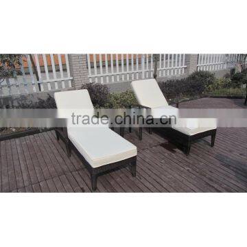 Double and Single Flat Rattan Chaise Lounge Daybed