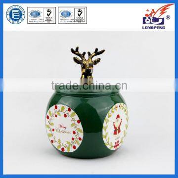 Ceramic Jar with Stag Lid,Vintage Stag Ceramic Kitchen Tea Coffee Sugar Wedding Sweet Candy Storage Jars