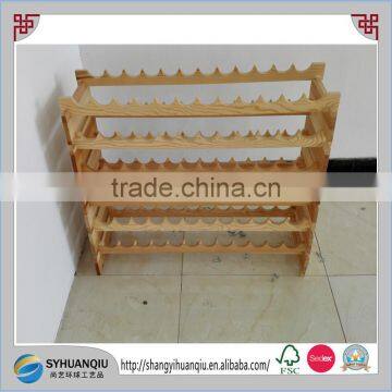 Wine Rack 72 Bottles Stackable Storage 6 Tier Solid Wood Display Shelves