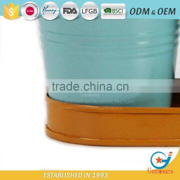 Set of 3 Galvanized Iron Powder Coating Metal Circular Pot Flower Small Decorative Pots photo-6