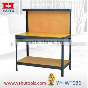 Heavy duty worktable with back and cabinet rivet-fix system workbench