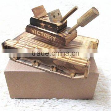 Custom lovely creative wooden toys mini tank model for kids