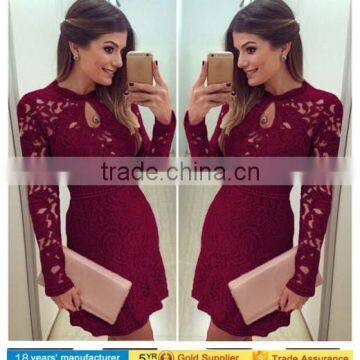 Sexy Women Casual Long Sleeve Dress Evening Cocktail Lace Bodycon Mini Skirt New