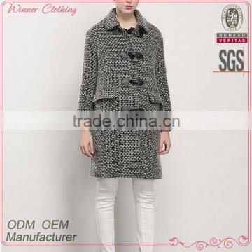 latest design tweed free size casual wear smart women's winter long coat