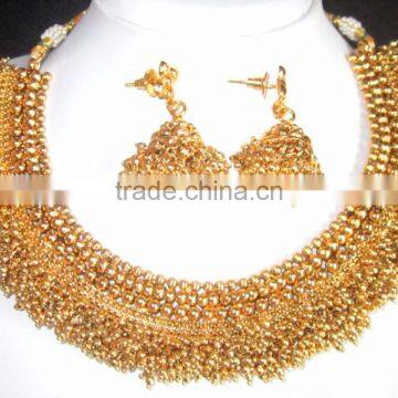 GOLD PLATED TEMPLE DESIGN necklace RAMLEELA EARRING set