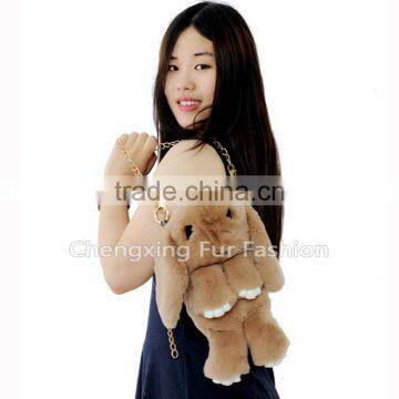 CX-H-15 Fashionable Cute Rabbit Fur Pattern Ladies Bag With Chain photo-2