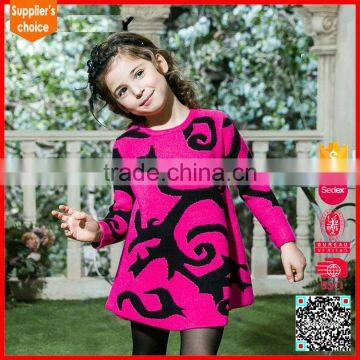 New design long sleeves children girls pullover red cashmere sweater