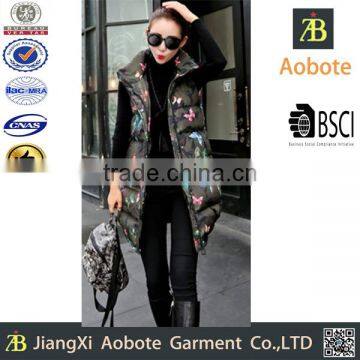 2016 New Fashion OEM Outdoor Sleeveless Long Woman Winter Warm Jacket