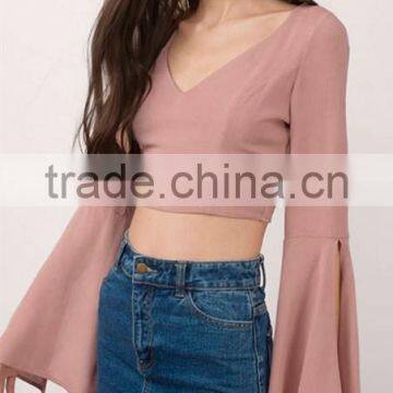Latest Fashion Women Sexy Crop Tops Stylish Long Sleeve Backless Top for Women photo-2