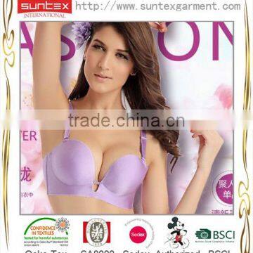 New solid fashion gather push up bra UK SEDEX audit manufacture for lady underwear