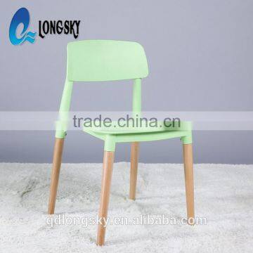 LS-4006 Hot Selling Cheap Elegant Design Wood Legs Plastic Stacking Chair photo-4