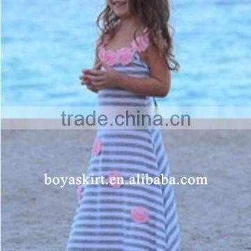 stylish kids clothes wholesale Bohemian pinafore stripe pattern dress children maxi dress cheap wholesale price