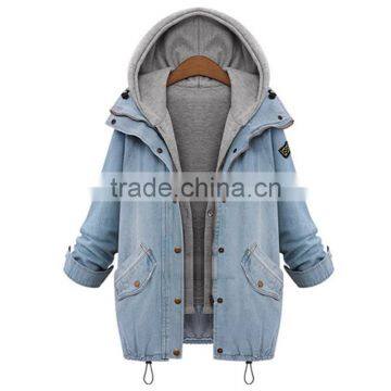 Women Two Piece Coat Hood Parka Overcoat Jacket Outwear