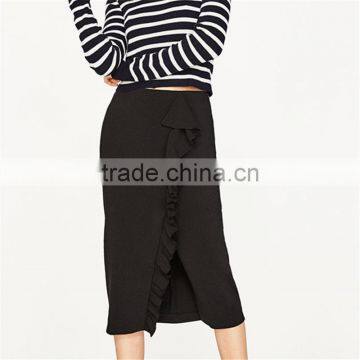2017 Hot Sale Young Lady Maxi Pencil Skirts With Ruffles photo-2
