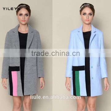 Custom made contrasting colored elegant grey blue french fashion winter coats