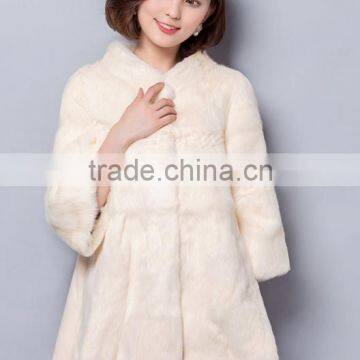 2017 winter new whole skin genuine rabbit fur coat long section large size women coat