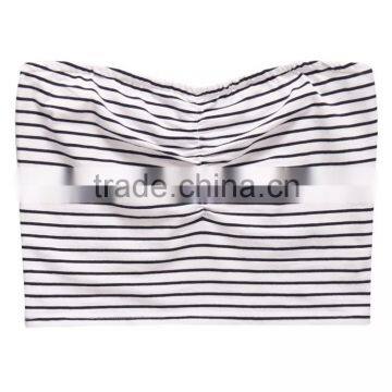 2017 China Manufacturer Shandao Custom Women New Summer Sexy Design Strapless Bodycon Striped Cotton Spandex Top Cropped photo-5