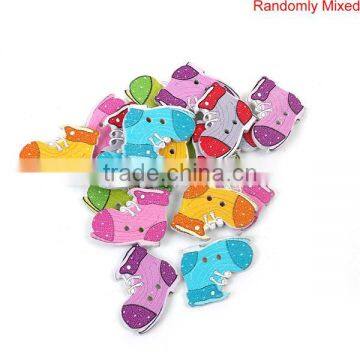 Wholesale Scrapbooking 2 Holes Shoes At Random Wood Sewing Buttons photo-3