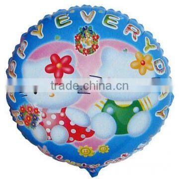 fashion hello kitty cartoon round shaped aliuminum foil heilum balloon