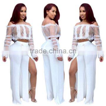 B33790A Sexy autumn winter fashion transparent 2 pcs pants set