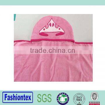 super soft wholesale coral fleece pink hooded towel embroidered kids towel