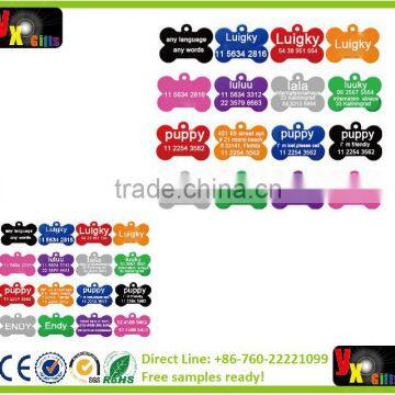 2pcs/lot Free Personalized engraving text pet id tags dog cat tag dog identification customized name address telephone any text