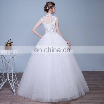 HS1634 2017 Cheap Halter Beading A Line Tulle Plus Size Long Wedding Dress Guest Gown Maid of Honor photo-3